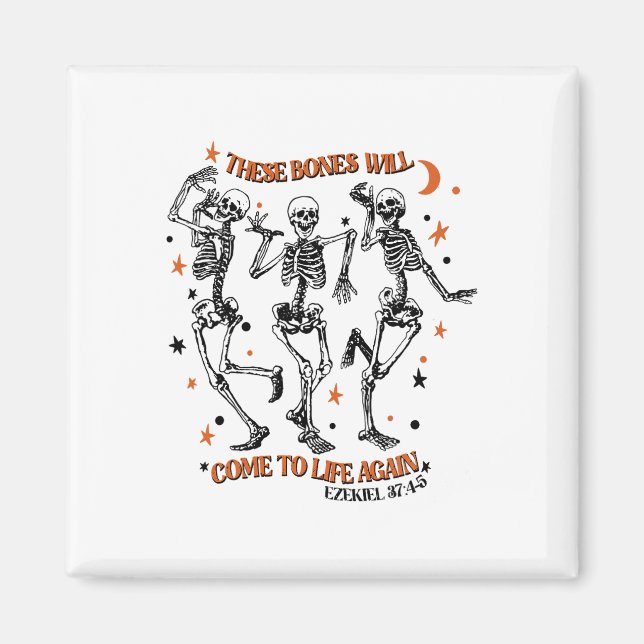 Dancing Skeleton Dry Bones Kom Alive Bible Verse Magnet (Framsidan)