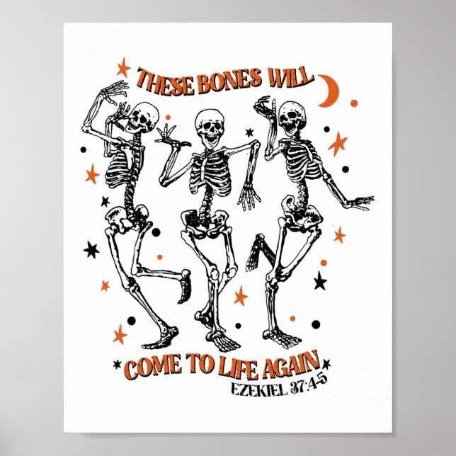 Dancing Skeleton Dry Bones Kom Alive Bible Verse Poster (Framsidan)