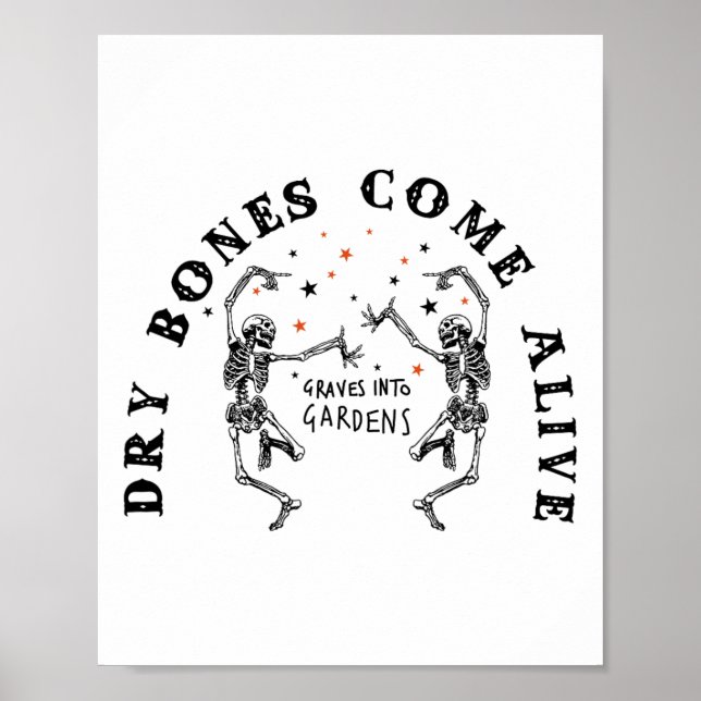Dancing Skeleton Dry Bones Kom Alive Bible Verse Poster (Framsidan)