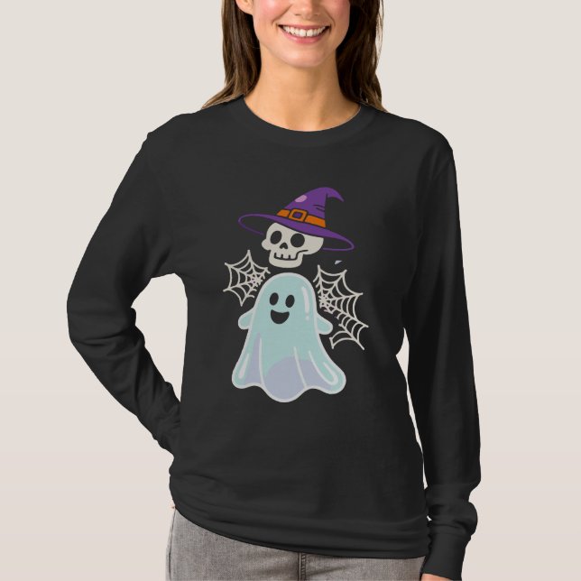 Dancing Skeleton Funny Halloween Skull T-Shirt (Framsida)