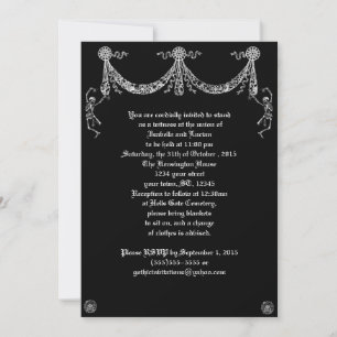 Dancing Skeleton Garland Goth Bröllop Inbjudningar