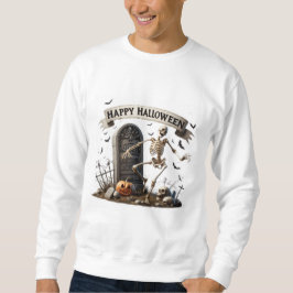 Dancing Skeleton Halloween Design Lång Ärmad Tröja
