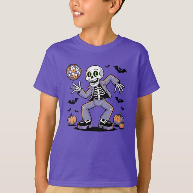 Dancing Skeleton Halloween fest Sweatshirt T Shirt (Framsida)