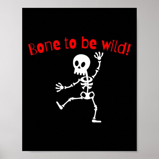 Dancing Skeleton Halloween Funny Bone Vild Poster (Framsidan)