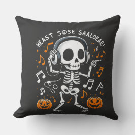 Dancing Skeleton Halloween Music Party T-Shirt Kudde