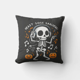 Dancing Skeleton Halloween Music Party T-Shirt Kudde