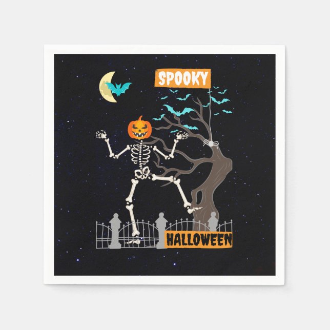 Dancing Skeleton Halloween Pappra Napkins Pappersservett (Framsidan)