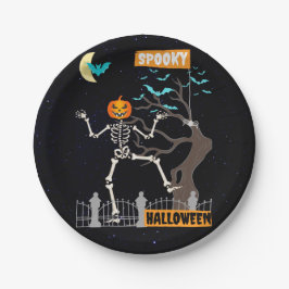 Dancing Skeleton Halloween Papprare Tallrikar