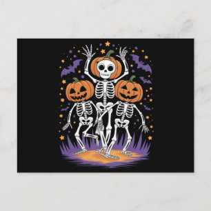 Dancing Skeleton Halloween Pumpkin Vykort