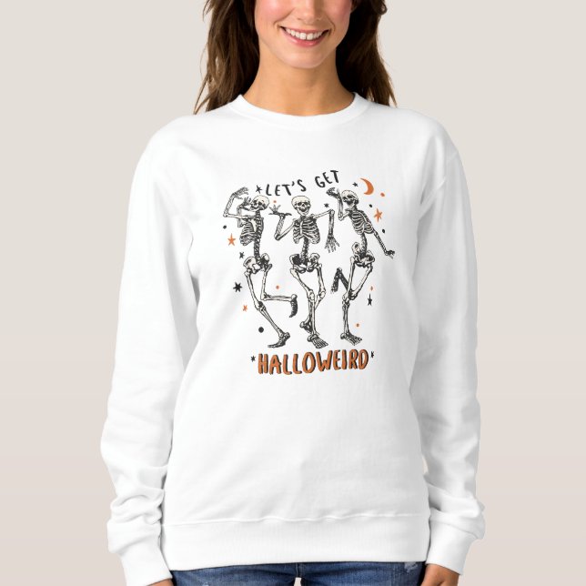 Dancing Skeleton Halloween T Shirt (Framsida)