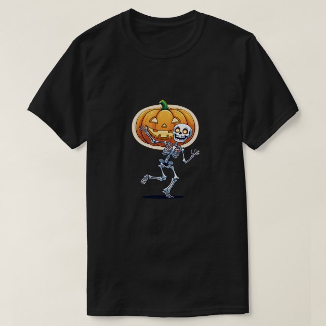 Dancing Skeleton Halloween T-Shirt - underbart glö (Design framsida)