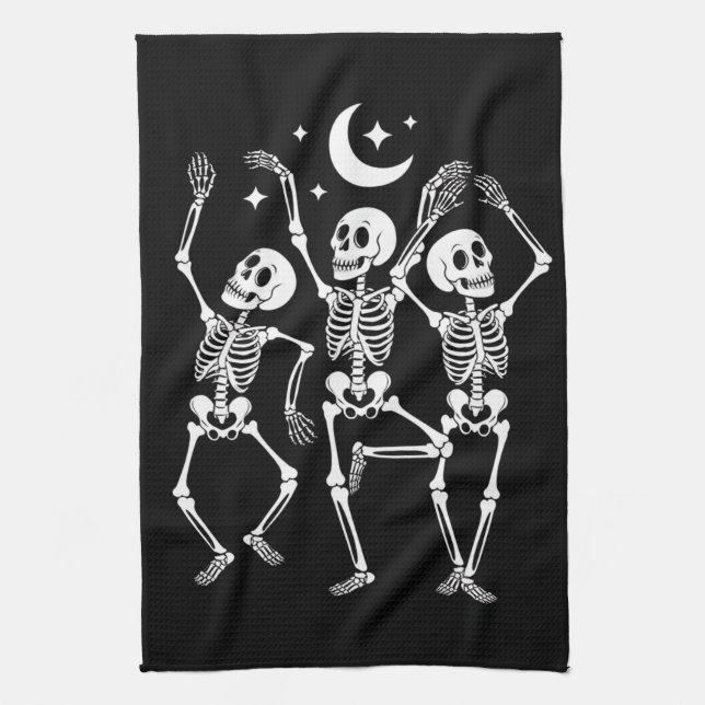 Dancing Skeleton Happy halloween Fall Skull Kökshandduk (Vertikal)