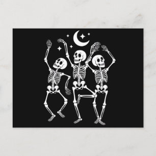 Dancing Skeleton Happy halloween Fall Skull Vykort