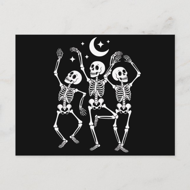 Dancing Skeleton Happy halloween Fall Skull Vykort (Framsida)