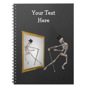 Dancing Skeleton i Spegel Anteckningsbok Med Spiral