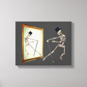 Dancing Skeleton i Spegel Canvastryck