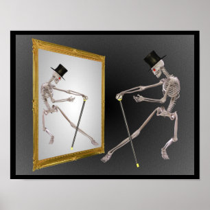 Dancing Skeleton i Spegel Poster