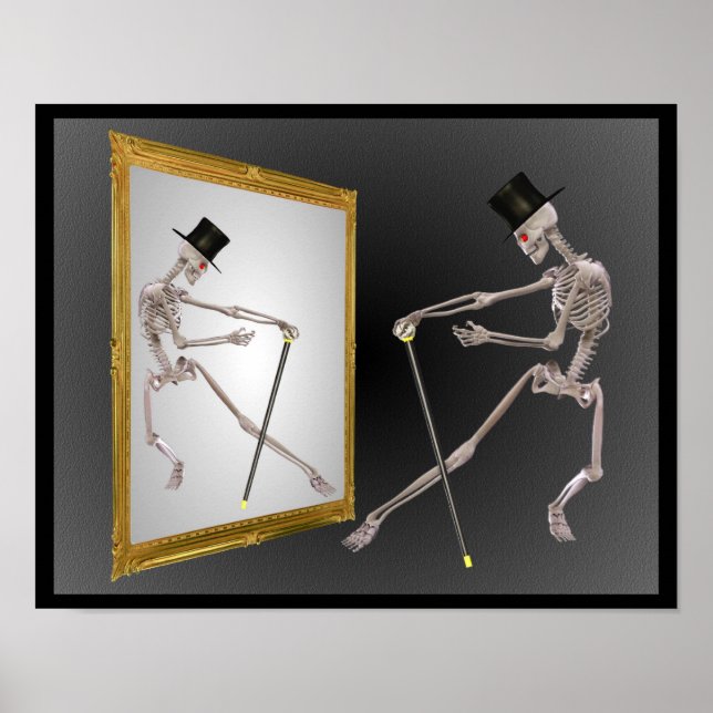 Dancing Skeleton i Spegel Poster (Framsidan)