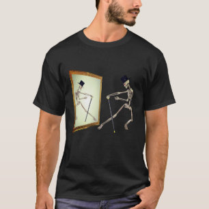 Dancing Skeleton in Spegel Funny T Shirt