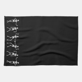 Dancing Skeleton Kitchen Towel (svart) Kökshandduk