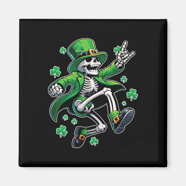 Dancing Skeleton Leprechaun St. Patrick's Day Magnet (Framsidan)