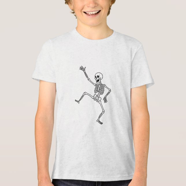 Dancing Skeleton Line Art T-shirt (Framsida)