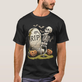 Dancing Skeleton med Gravestone T Shirt