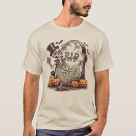 Dancing Skeleton med Gravestone T Shirt