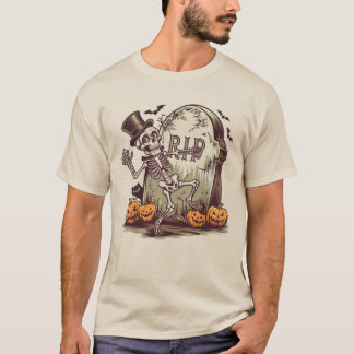 Dancing Skeleton med Gravestone T Shirt