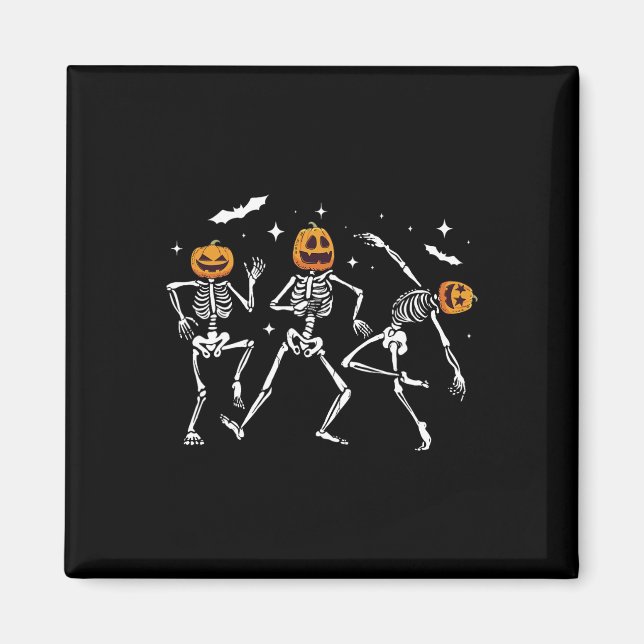 Dancing Skeleton Pumpkin Halloween Magnet (Framsidan)