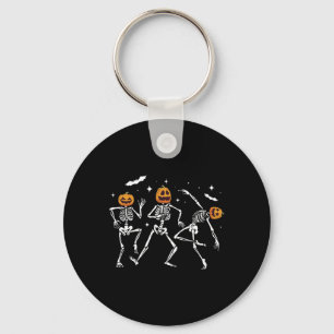 Dancing Skeleton Pumpkin Halloween Nyckelring