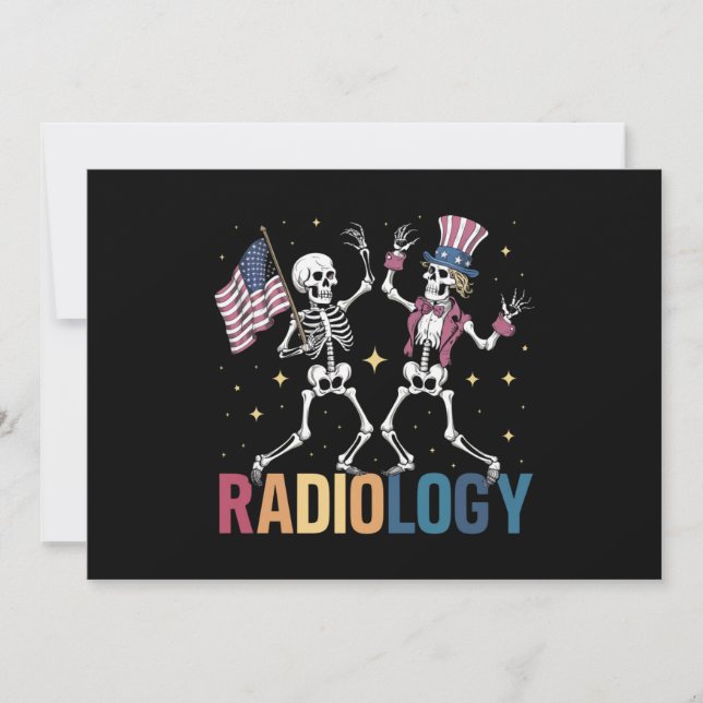 Dancing Skeleton Radiology X-ray Tech Patriotic Inbjudningar (Framsida)