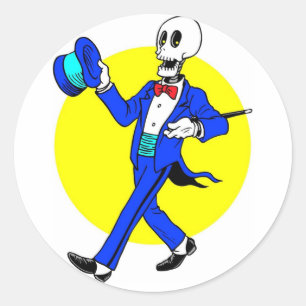 Dancing Skeleton Runt Klistermärke