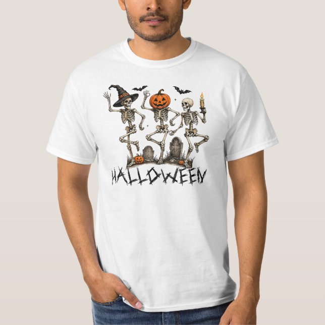 Dancing Skeleton Trio, Halloweenfest  T Shirt (Framsida)
