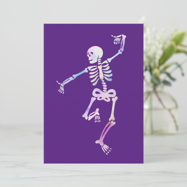 Dancing Skeleton Watercolor Inbjudningar (Stående Fram)