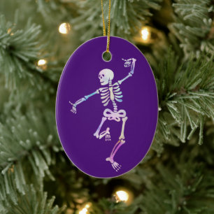 Dancing Skeleton Watercolor Julgransprydnad Keramik