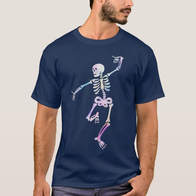 Dancing Skeleton Watercolor T-Shirt (Framsida)