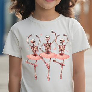 Dancing Skeletons and Butterflies Halloween Rosa T Shirt