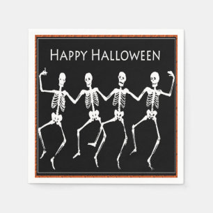 Dancing Skeletons Black Halloween Napkins Pappersservett