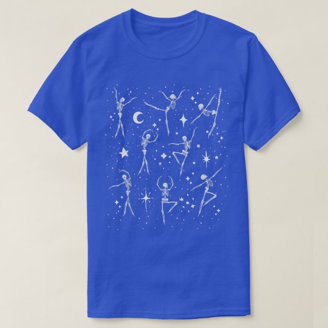 Dancing Skeletons Celestial Måne Funny Dancer Vint T Shirt (Design framsida)