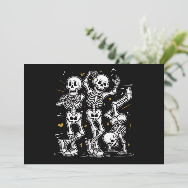 Dancing Skeletons Dance Challenge Halloween Inbjudningar (Stående Fram)