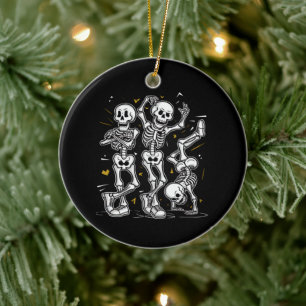 Dancing Skeletons Dance Challenge Halloween Julgransprydnad Keramik