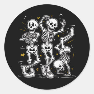 Dancing Skeletons Dance Challenge Halloween Runt Klistermärke