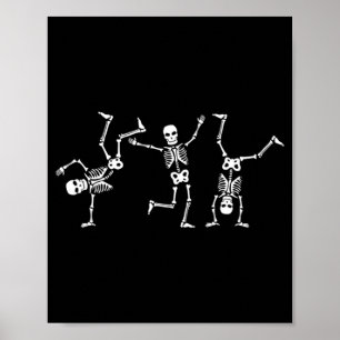 Dancing Skeletons Dance Challenge Halloween Scary Poster