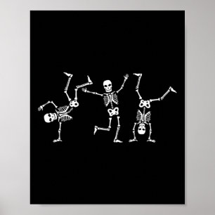 Dancing Skeletons Dance Challenge Halloween Scary Poster