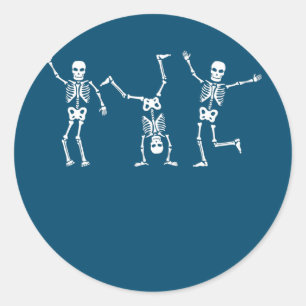 Dancing Skeletons Dance Challenge Halloween Scary Runt Klistermärke