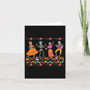 Dancing Skeletons Day of the dead Mexican Dia De L Kort