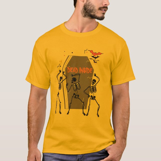 Dancing Skeletons död inuti Coffin Halloween T Shirt (Framsida)
