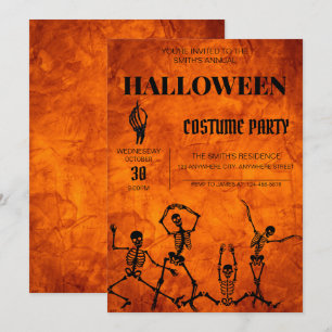Dancing Skeletons Halloween Costume Party Inbjudan
