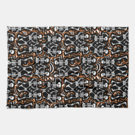 Dancing Skeletons Halloween eller Day of the dead Kökshandduk